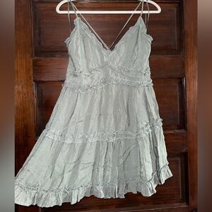 Sage green Ruffled Dress